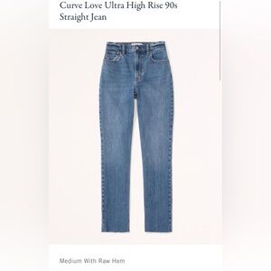 Abercrombie & Fitch Women's Straight Leg Medium Colour Jeans with Raw Hem